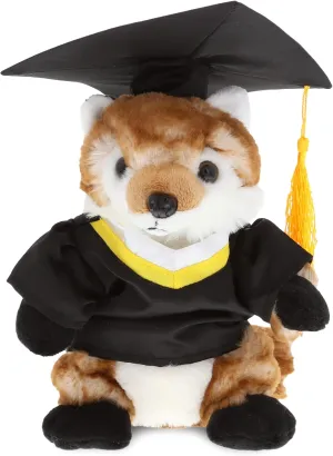 DolliBu Fox Graduation Plush Toy - Super Soft Graduation Stuffed Animal Dress Up with Gown & Cap with Tassel Outfit - Gift with Personalization - 9.5" Inches