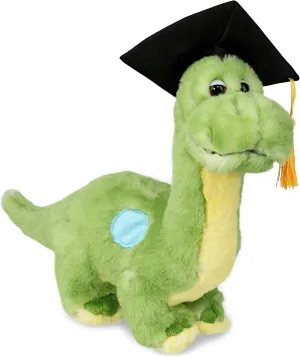 DolliBu Green Dinosaur Graduation Plush Toy - Super Soft Plush Graduation Stuffed Animal Dress Up with Gown & Cap with Tassel Outfit - Congratulatory Graduation Gift with Personalization - 10 Inch