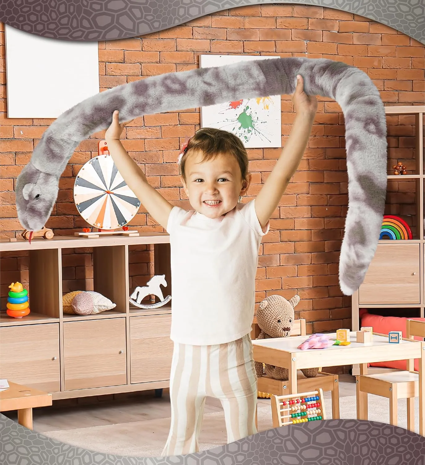DolliBu Grey Tie-Dye Snake Stuffed Animal - Huggable Snake Plush, Adorable Playtime Plush Toy, Cute Wildlife Animal Cuddle Gifts, Super Soft Plush Doll Animal Toy for Kids and Adults - 60 Inches
