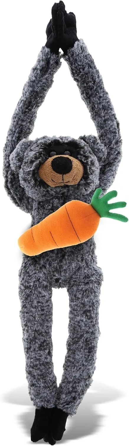 DolliBu Happy Easter Super Soft Plush Long Arms Black Bear with Carrot - Cute Stuffed Animals with Carrot Plush Toy, with Name Personalization, Spring Easter Plush Animal - 21 Inch