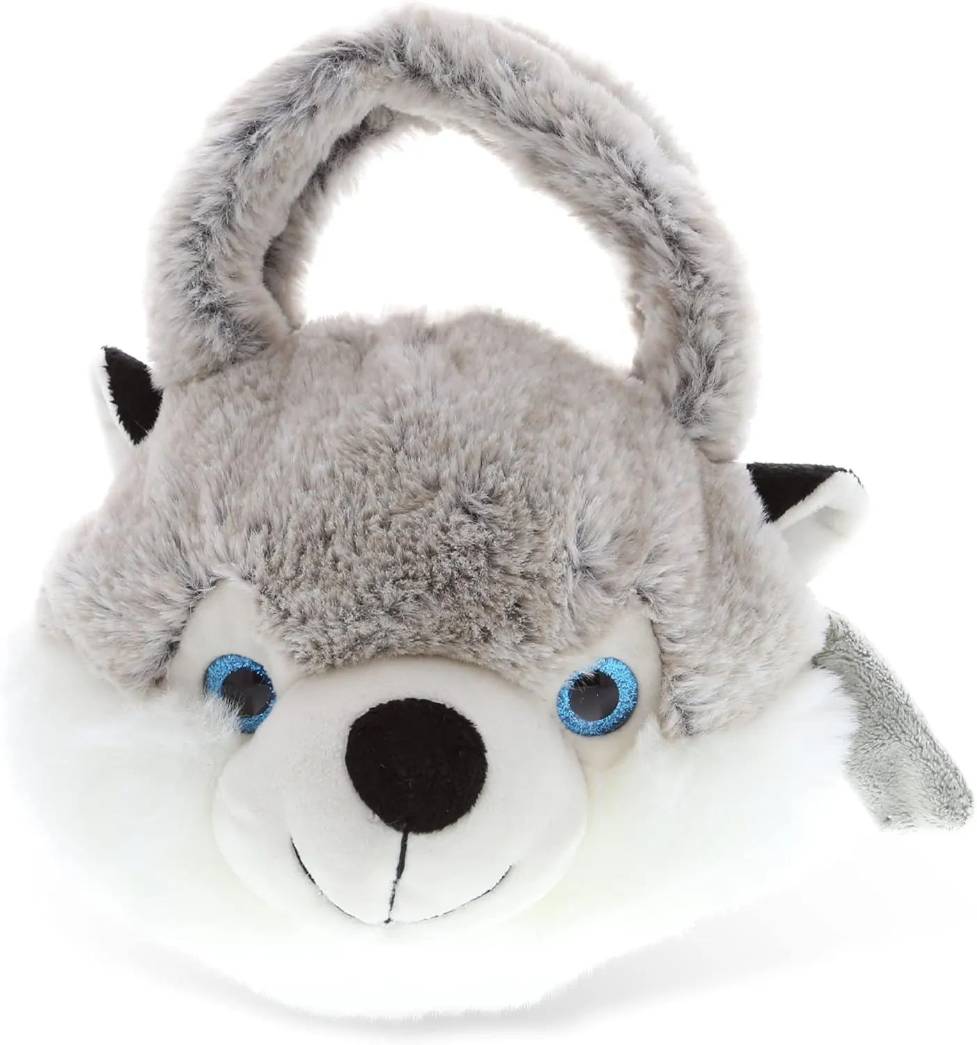 DolliBu Husky Plush Handbag - Super Soft Plush Stuffed Animal Purse for Children's Accessories, Kids Hand Bag Toy Purse, Pretend Play, Fluffy Dress Up Toy Purses For Girls & Boys