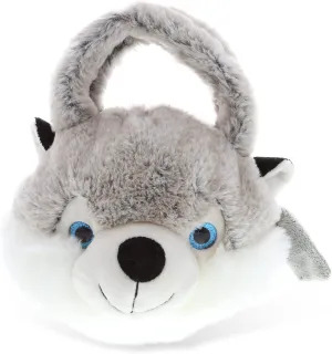 DolliBu Husky Plush Handbag - Super Soft Plush Stuffed Animal Purse for Children's Accessories, Kids Hand Bag Toy Purse, Pretend Play, Fluffy Dress Up Toy Purses For Girls & Boys