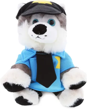 DolliBu Husky Police Officer Plush Toy - Super Soft Floppy Husky Dog Cop Stuffed Animal Dress Up with Cute Cop Uniform and Cap Outfit Gift for Law Enforcement - 9 Inches