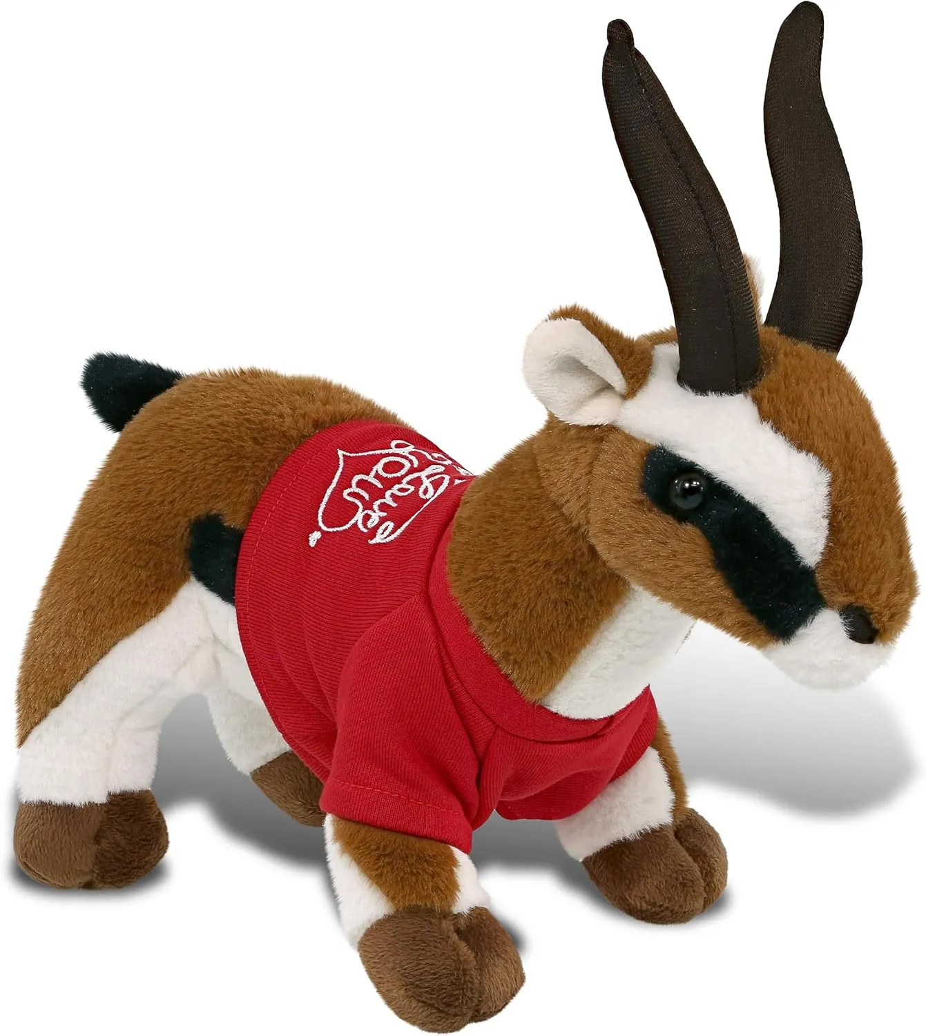 DolliBu I Love You Super Soft Antelope Plush- Cute Antelope Stuffed Animal Plush with I Love You Red Shirt for Valentine, Anniversary, Romantic Date, Boyfriend, or Girlfriend Gift - 10 inches