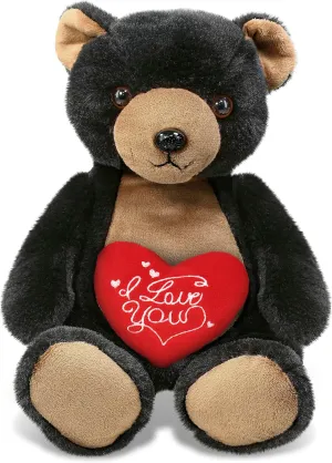 DolliBu I Love You Valentine Plush Super Soft Black Bear - Cute Stuffed Animal with Red Heart and Name Personalization Gift for Valentines Day, Birthday, Anniversary, Romantic Date - 9 Inches