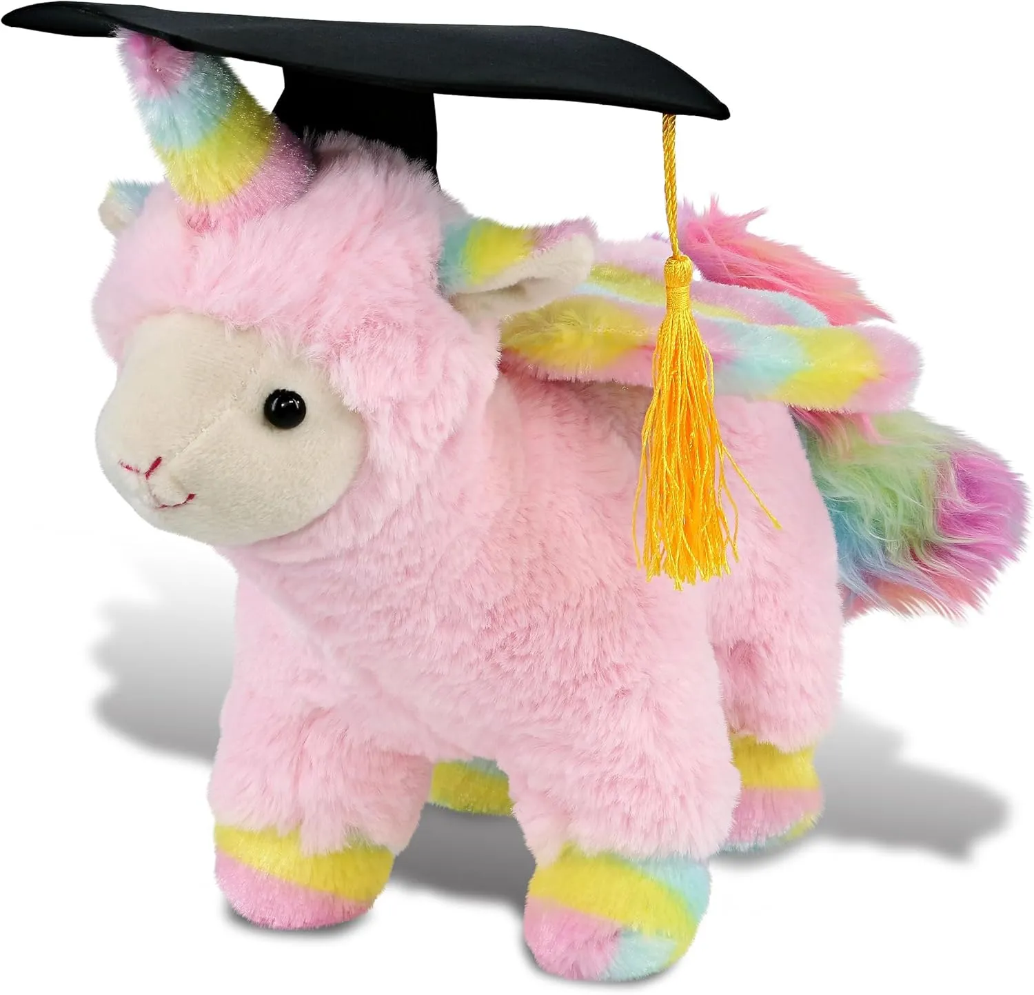 DolliBu Pink Flying Llamacorn Graduation Plush Toy Stuffed Animal - Graduation Gift Stuff Animal Plush Toys with Cap with Tassel Outfit - Cute Graduation Gifts with Personalization - 11 Inches