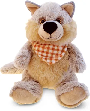 DolliBu Plush Wolf Stuffed Animal - Soft Plush Huggable Sitting Grey Wolf, Adorable Playtime Wolf Plush Toy, Cute Wild Life Cuddle Gifts for Kids and Adults - 9 Inch