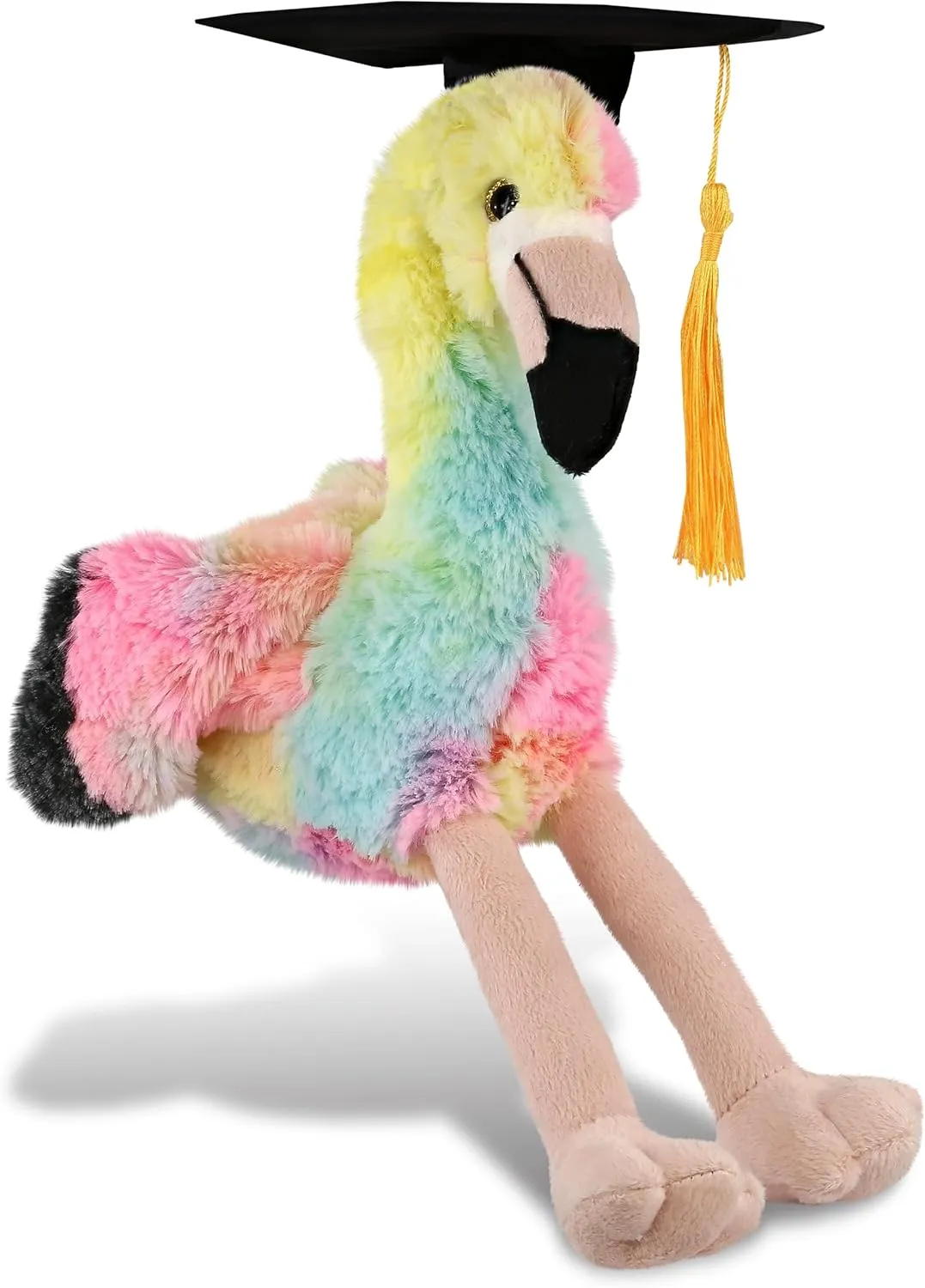 DolliBu Rainbow Flamingo Graduation Plush Toy Stuffed Animal - Graduation Gift Stuff Animal Plush Toys with Cap with Tassel Outfit - Cute Graduation Gifts with Personalization - 8 Inches