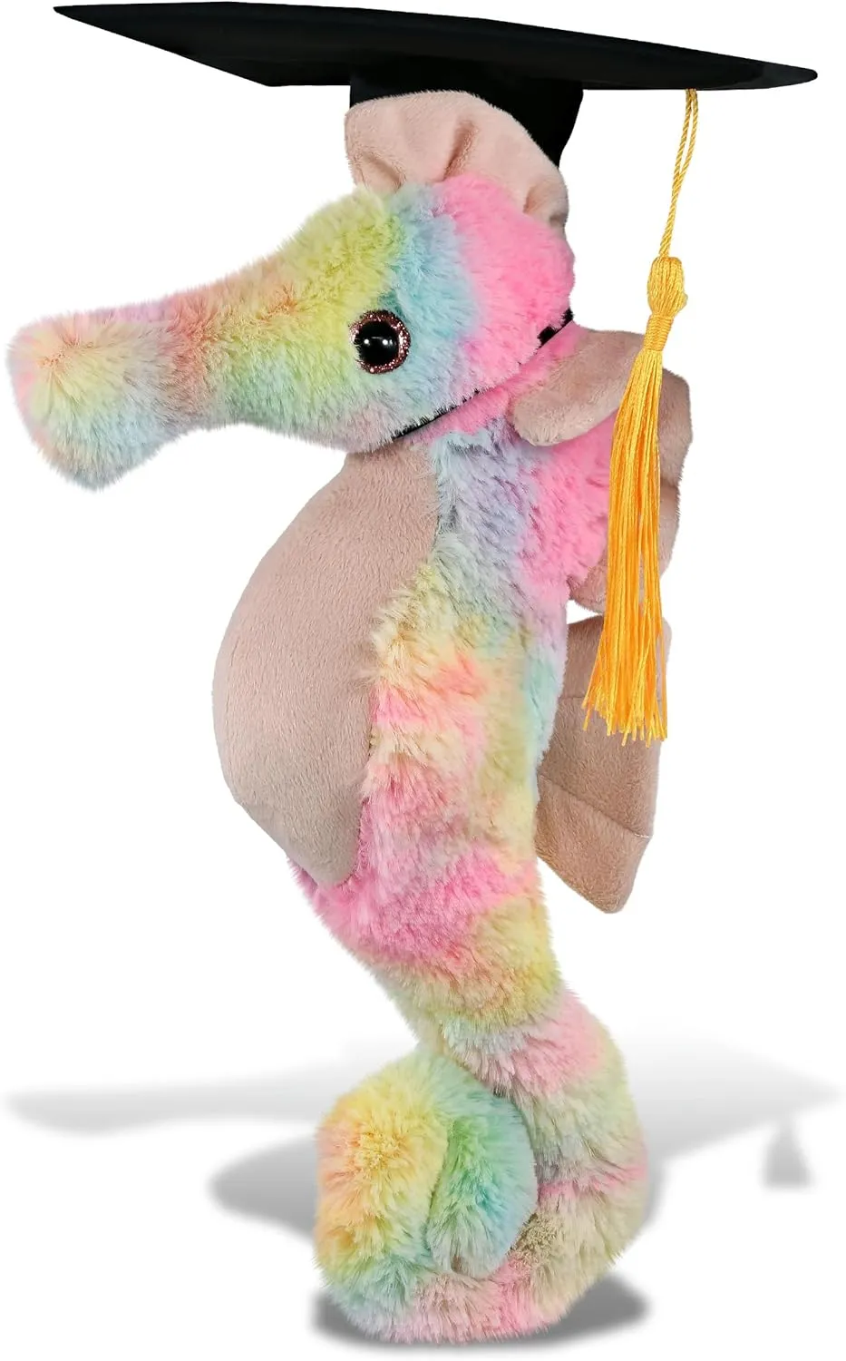 DolliBu Rainbow Seahorse Graduation Plush Toy Stuffed Animal - Graduation Gift Stuff Animal Plush Toys with Cap with Tassel Outfit - Cute Graduation Gifts with Personalization - 15 Inches
