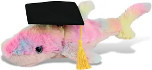 DolliBu Rainbow Shark Small Graduation Plush Toy Stuffed Animal - Graduation Gift Stuff Animal Plush Toys with Cap with Tassel Outfit - Cute Graduation Gifts with Personalization - 14 Inches