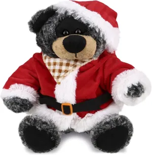 DolliBu Santa Black Bear Stuffed Animal Plush Toy - Super Soft Wild Animal Dress Up with Red Santa Claus Outfit, Cute Wildlife Gift, Perfect Holiday with Name Personalization - 9 Inch