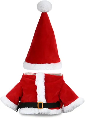 DolliBu Santa Claus Plush Dress Up Set for Teddy Bear Plush Toy – Santa Claus Outfit for Christmas Stuffed Animals, Cute Set of Santa Suit and Stocking Cap for Stuffed Plushies Clothes – Large