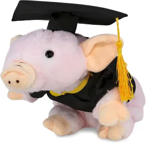 DolliBu Squat Piggy Graduation Plush Toy - Super Soft Plush Graduation Stuffed Animal Dress Up with Gown & Cap with Tassel Outfit - Gift with Personalization - 7 Inches