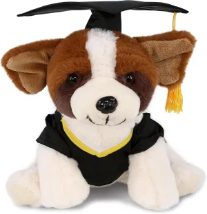 DolliBu St. Bernard Dog Graduation Plush Toy - Soft Huggable Graduation Stuffed Animal Dress Up with Gown and Cap with Tassel Outfit with Personalization - 8 Inch