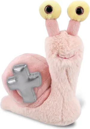 DolliBu Super Soft Pink Snail Stuffed Animal with Silver Cross Plush - Religious Baptism Gifts for Boys and Girls, Dedication Christening Gifts Plush Prayer Toy Healing Teddy Bear - 5.5 Inches
