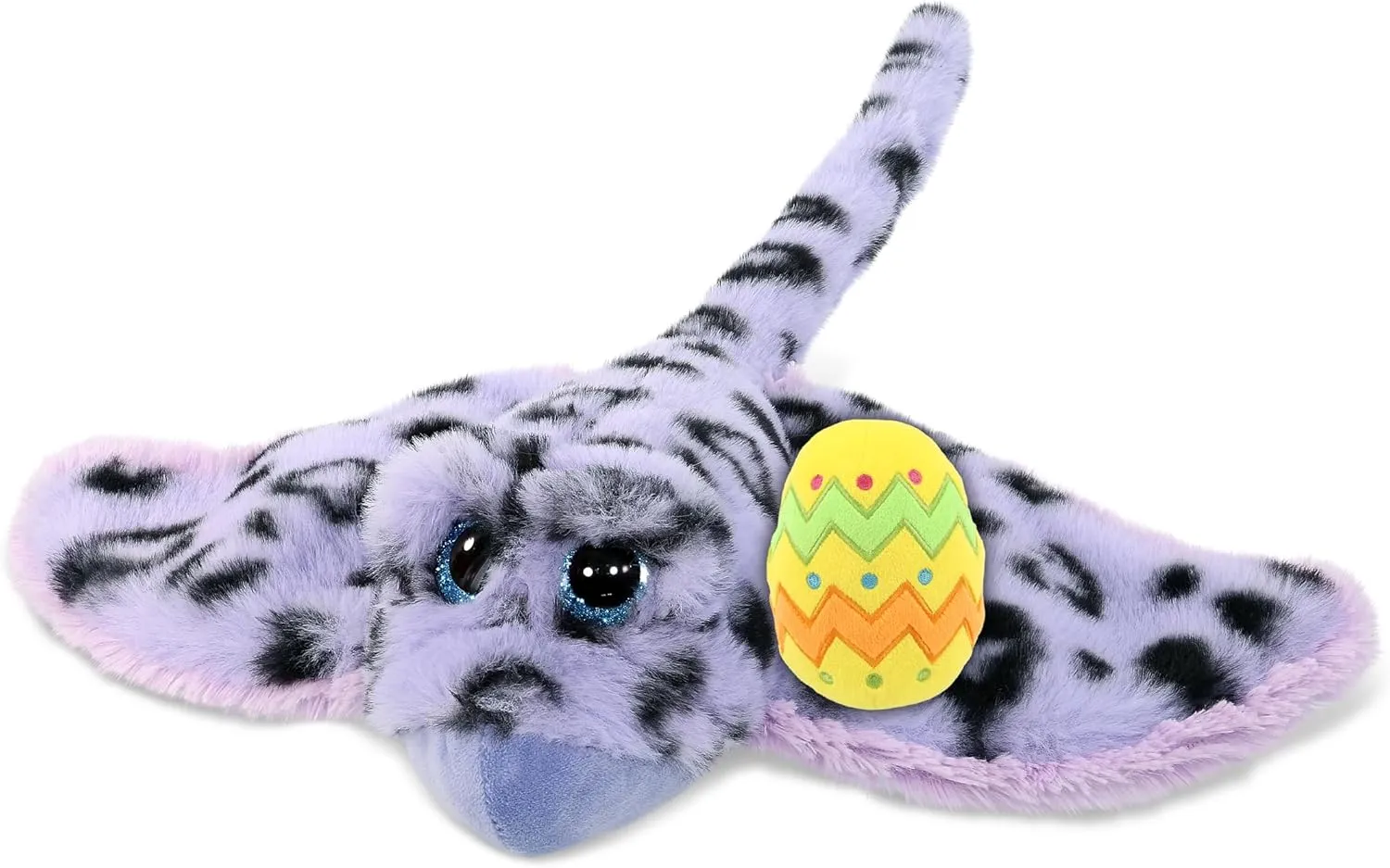 DolliBu Super Soft Purple Stingray with Yellow Easter Egg Plush and Name Personalization - Stuffed Animals for Easter Basket, Easter Egg Stuffed Animal Spring Toys for Girls, Boy, Baby - 15 Inches