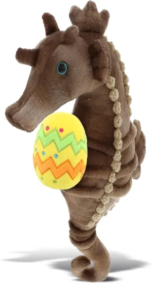 DolliBu Wild Collection Seahorse with Yellow Easter Egg Plush - Cute Easter Stuffed Animals for Easter Basket, Easter Egg Stuffed Animal Spring Toys for Girls, Boys, Baby - 12 Inches