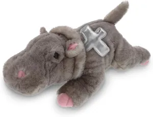 DolliBu Wild Hippo Stuffed Animal with Silver Cross Plush - Religious Baby Baptism Gifts for Boys and Girls, Dedication Christening Gifts Plush Prayer Toy Healing Stuffed Animal - 11 Inches