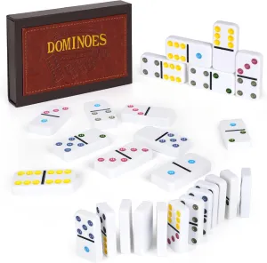 Dominos Set for Adults - Classic Game With Leather Case, Double Six, 28 Tiles, Travel Set, Party Board Game for Family Game Night, 2-4 Players Gift