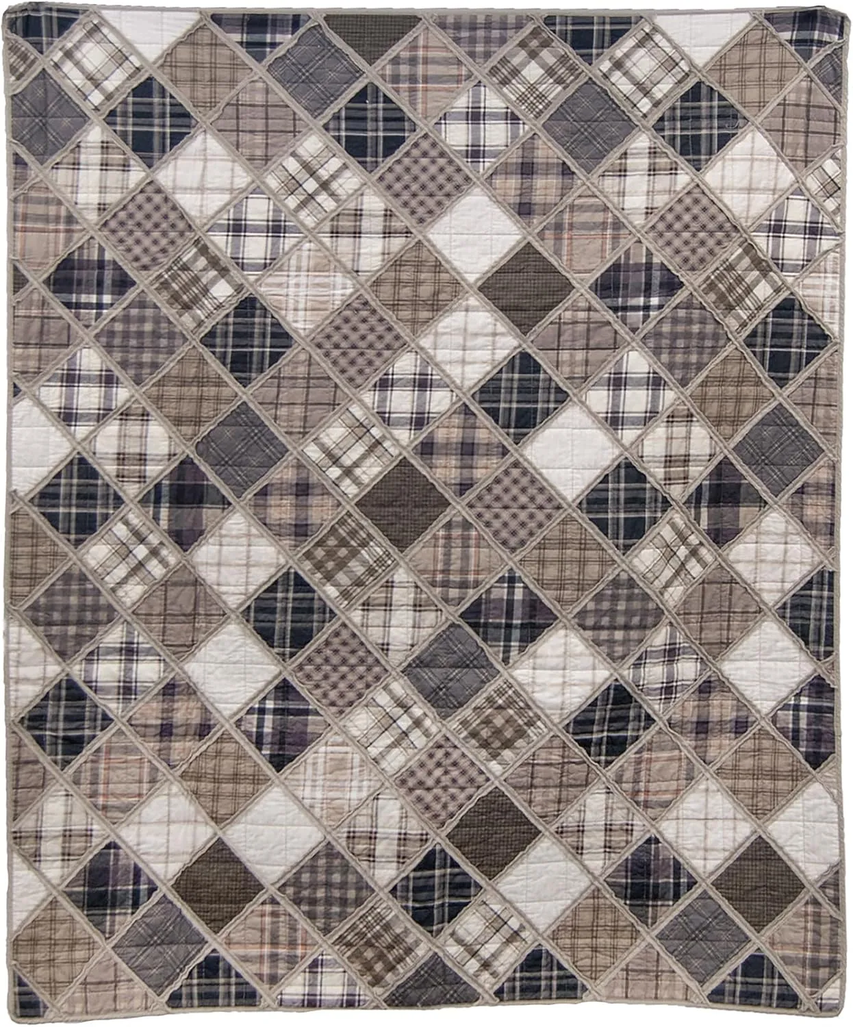 Donna Sharp Driftwood Cotton Quilted Throw Blanket is 50" x 60" - Machine Washable - Perfect for Rustic Decor