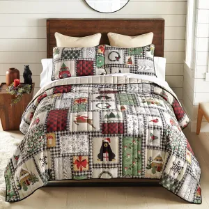 Donna Sharp Twin Bedding Set - 2 Piece - Winter Cottage Twin Quilt Set with Twin Quilt Set and One Standard Pillow Sham - Machine Washable