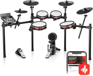 Donner DED-300X Electronic Drum Set, Electric Drum Kit with 10" Quiet Mesh Drum Pad, 12" Crash Cymbals, 100 Kits, 900  Sounds and 50 Demo Songs, Sticks, USB MIDI, DONNER PLAY app (5 Pads, 4 Cymbals)