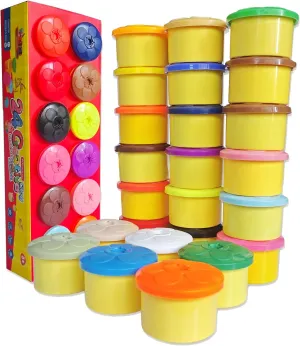 Dough Play Set Variety Shape Cup Colorful Kit Creative Soft Molding Dough Toys Refill Arts and Crafts Gifts for Kids Age 3  Pack of 24