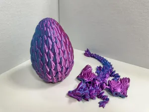 Dragon Egg – 3D Printed Flying Dragon Egg with Dragon Inside, Fidget Toys for Adults, Articulated Dragon Toys for Kids, Office Desk Decor, Birthday Gift for Teen Boys Girls (Nyxora Purple), Large