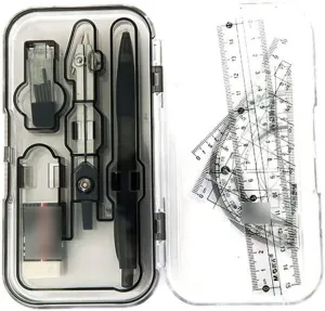 Drawing Compass Drafting Tools 8 Piece Compass Drawing Set Professional High Precision Compass Pencil Compass Drawing Set School Stationery Compass Indexer Math Ruler Kit