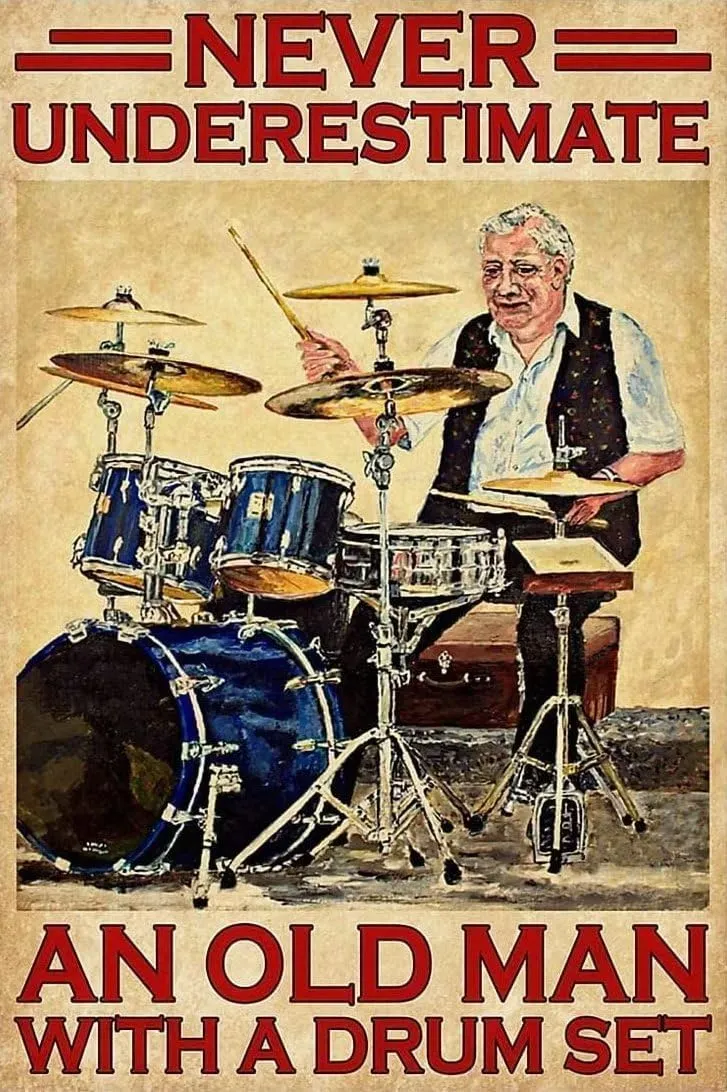 Drummer Poster Jigsaw Puzzles 1000 Piece for Adults - Never Underestimate an Old Man with A Drum Set Wooden Puzzle Fun Games Stress Relief Toys for Home Decor Living Room Decor