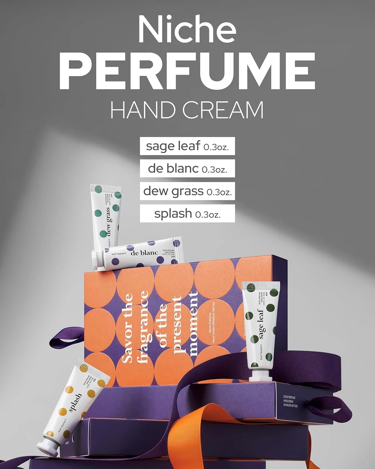 DUFT&DOFT Niche Perfume Hand Cream Miniature Gift Set - 4 Fragrances Had Moisturizer - Long Lasting Fragrance Non Greasy Moisturizing Scented Hand Cream. 0.3oz Pack of 4