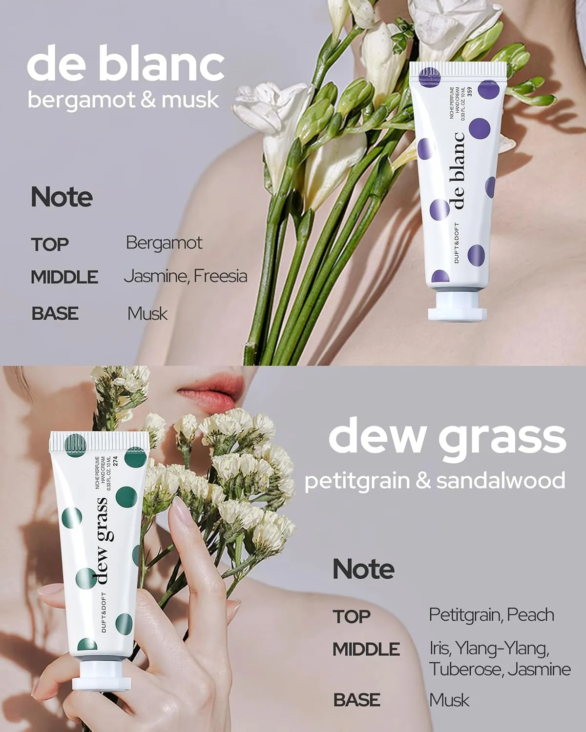 DUFT&DOFT Niche Perfume Hand Cream Miniature Gift Set - 4 Fragrances Had Moisturizer - Long Lasting Fragrance Non Greasy Moisturizing Scented Hand Cream. 0.3oz Pack of 4