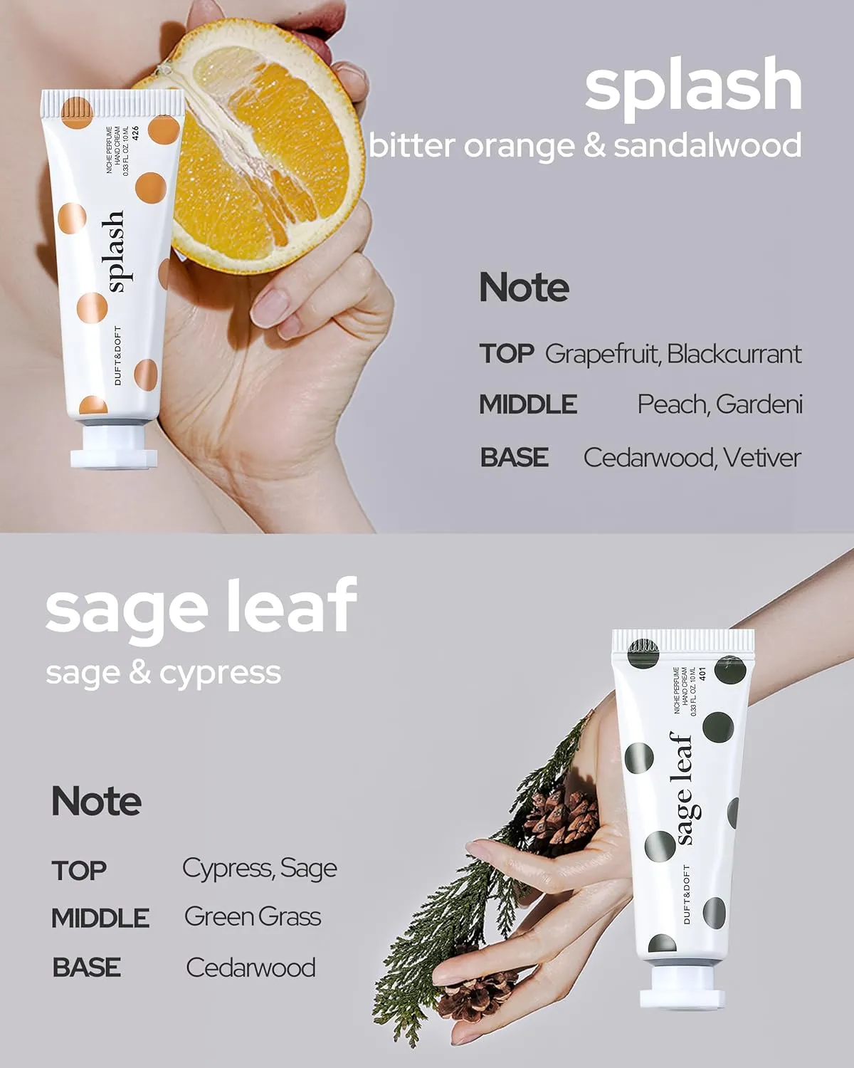 DUFT&DOFT Niche Perfume Hand Cream Miniature Gift Set - 4 Fragrances Had Moisturizer - Long Lasting Fragrance Non Greasy Moisturizing Scented Hand Cream. 0.3oz Pack of 4