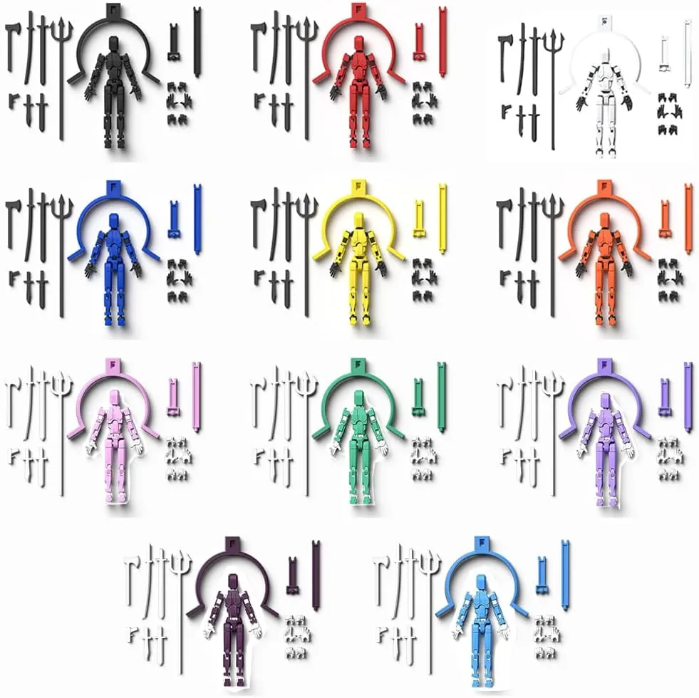 Dummy13 Action Figure Set - T13 Multi-jointed Movable Robot With Stand, 7 Weapons and 3 Pairs of Hands (11 Pcs) [Assembly Required]