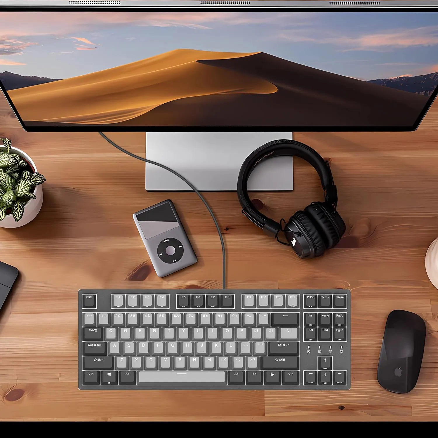 DURGOD Taurus K320 TKL Mechanical Keyboard | Backlit | 87 Keys Tenkeyless | USB C Wired | Doubleshot PBT Keycaps | Programmable Keys | NKRO Rollover | Windows & Mac | Cherry MX Silent Red, Corona