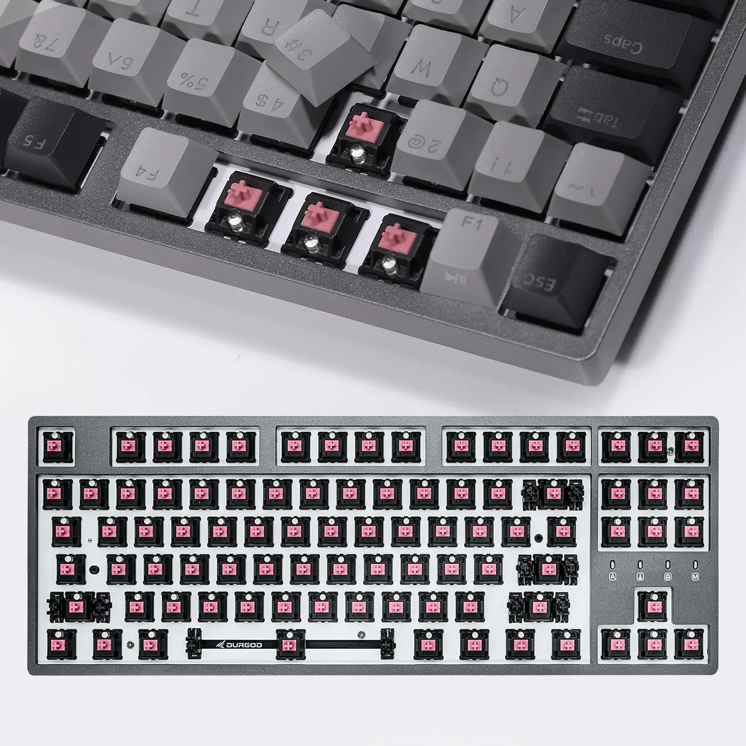 DURGOD Taurus K320 TKL Mechanical Keyboard | Backlit | 87 Keys Tenkeyless | USB C Wired | Doubleshot PBT Keycaps | Programmable Keys | NKRO Rollover | Windows & Mac | Cherry MX Silent Red, Corona