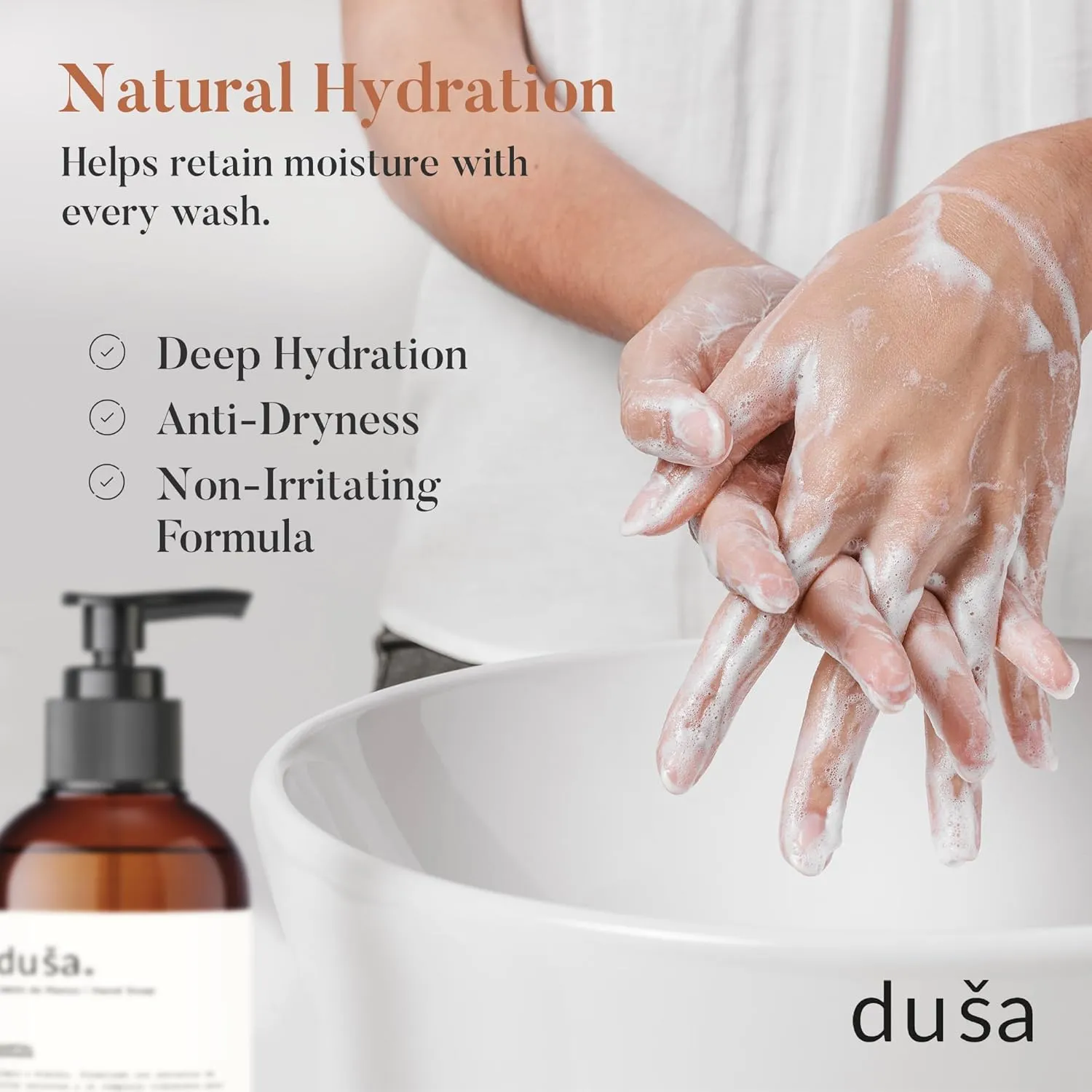 DUSA Luxury Hand Soap Grapefruit – 8 oz Hand Soap in a Refillable Hand Soap Glass Bottle – Exfoliating Hand Soap for a Premium Hand Ritual Experience – Nice Hand Soap for Everyday Use