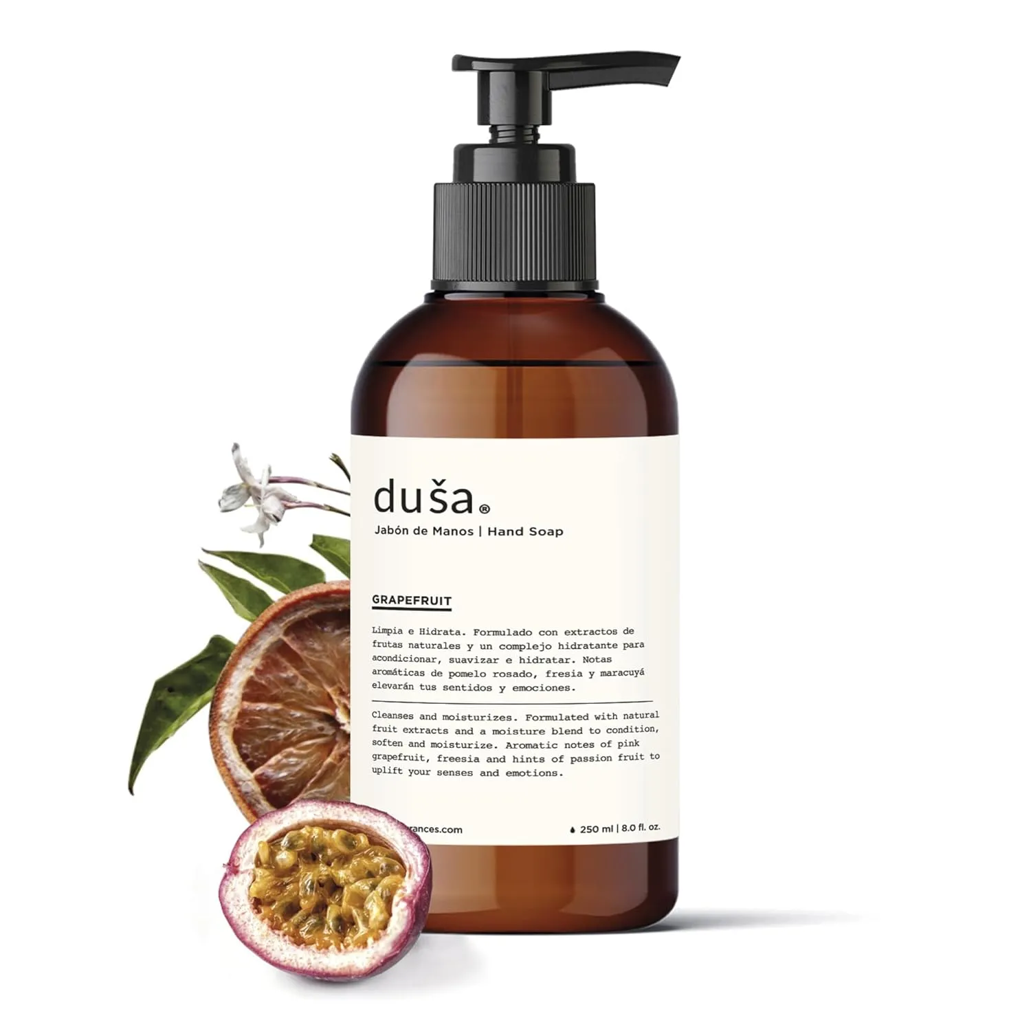 DUSA Luxury Hand Soap Grapefruit – 8 oz Hand Soap in a Refillable Hand Soap Glass Bottle – Exfoliating Hand Soap for a Premium Hand Ritual Experience – Nice Hand Soap for Everyday Use