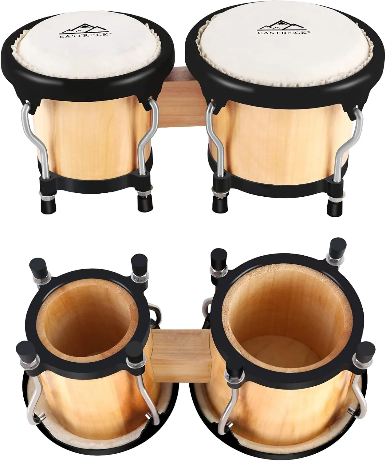 EastRock Bongo Drum 4” and 5” Set for Adults Kids Beginners Professionals Tunable Wood and Metal Drum Percussion Instruments With Tuning Wrench