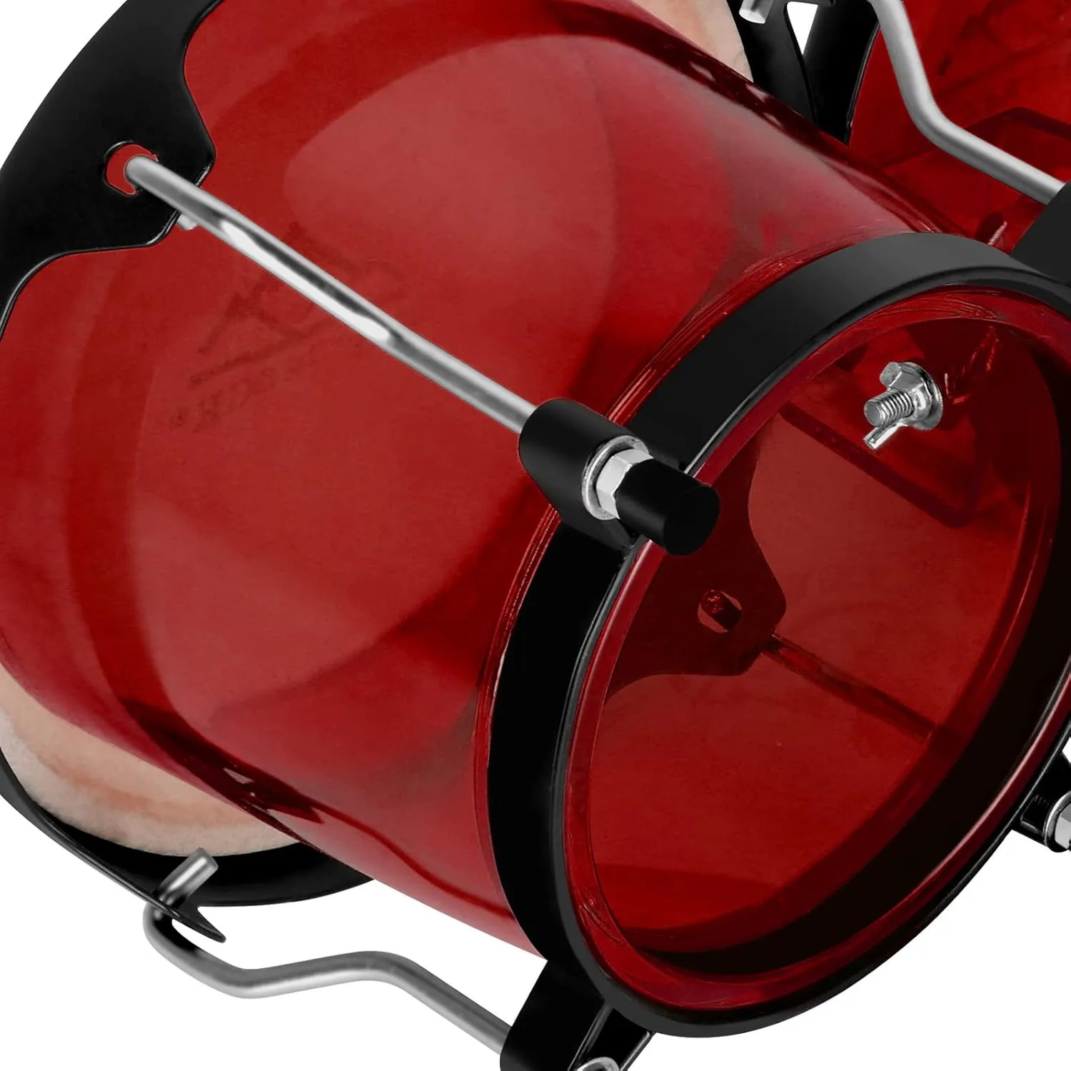 EastRock Bongo Drums 6” and 7” Set for Kids Adults Beginners Professionals Transparent Cavity and Metal Bongos Drum Percussion Instruments with Tuning Wrench (Red 6” 7” Bongos)