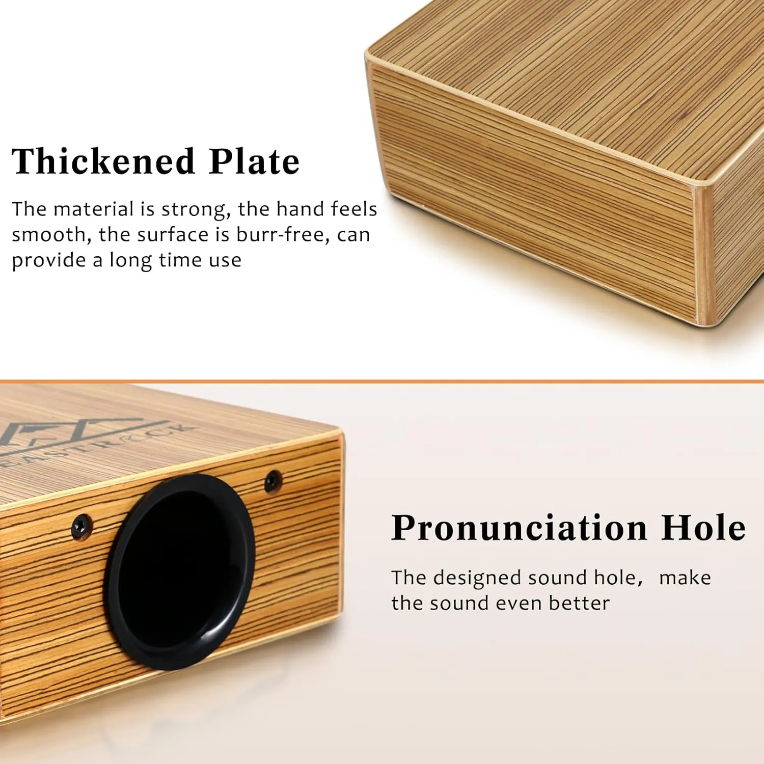 EastRock Portable Cajones Beat Box Hand Drum Cajon, Stringed Persussion Instrument Kit with a Carrying Bag, with Guitar Strings