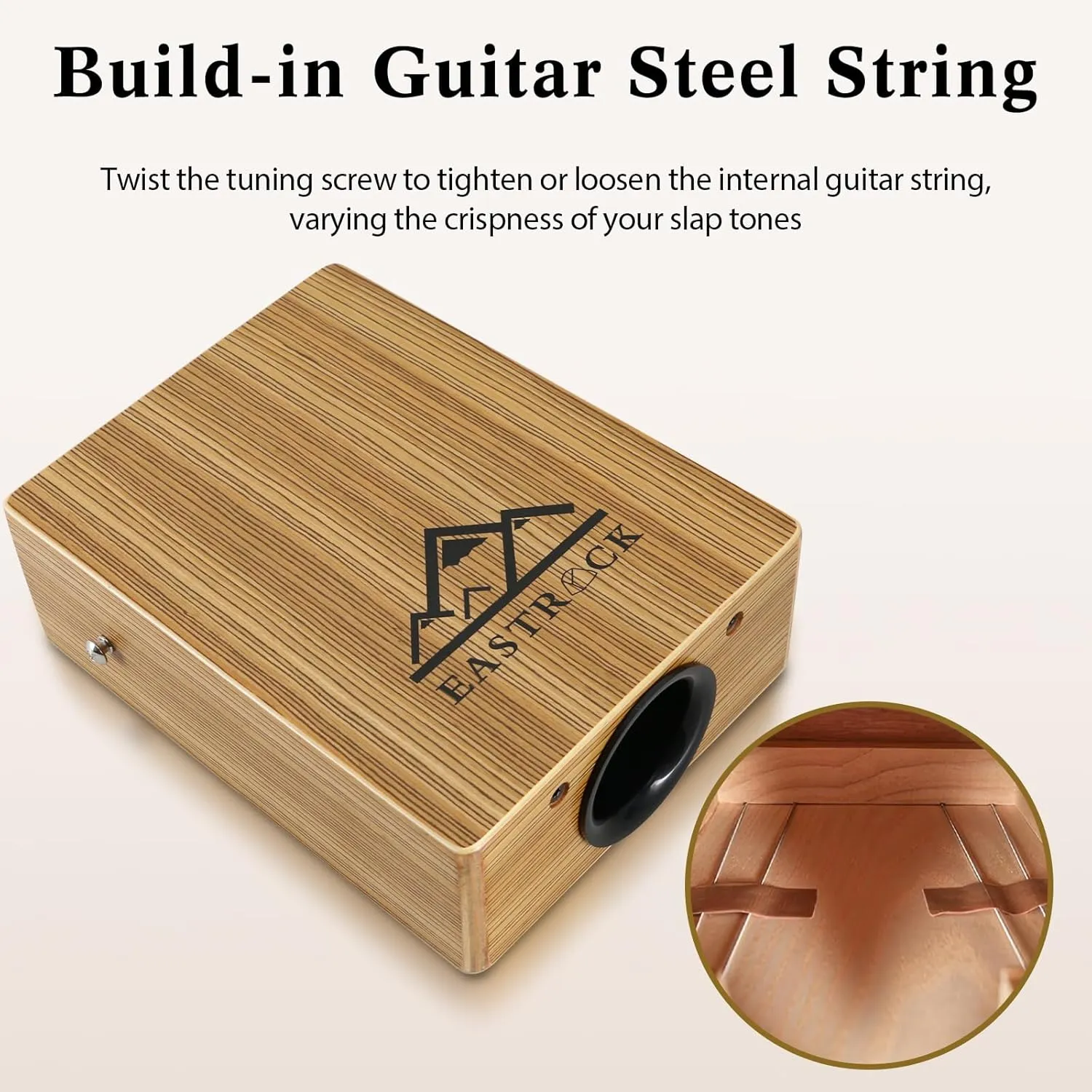 EastRock Portable Cajones Beat Box Hand Drum Cajon, Stringed Persussion Instrument Kit with a Carrying Bag, with Guitar Strings