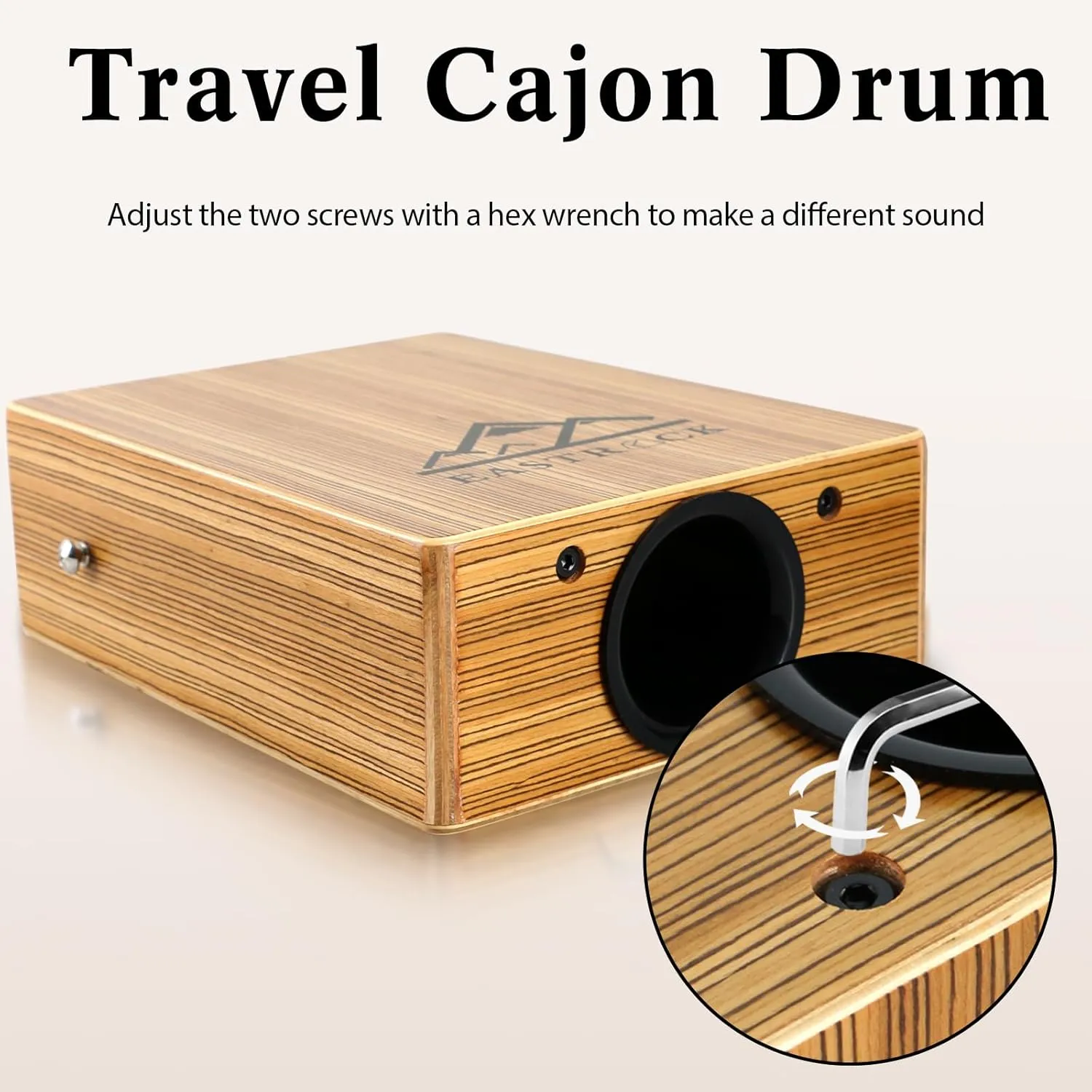 EastRock Portable Cajones Beat Box Hand Drum Cajon, Stringed Persussion Instrument Kit with a Carrying Bag, with Guitar Strings