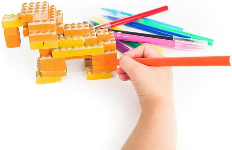 Eco-Bricks 3 in 1 Builds Africa - Earth-Friendly Kids Building Blocks - Create 3 Different Animals, Camel, Elephant, Ostrich