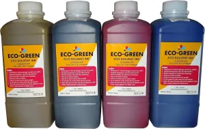Eco solvent Ink for Wide format Commercial Sign printers using DX4 DX5 DX7 DX9 DX10 DX 11 XP600 TX800 I3200 Printhead, Mimaki, Roland, Mutoh, WILL NOT WORK with Desktop printers. (CMYK)
