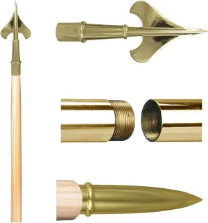 EDER Flag Mfg Guidon Pole Set with Gold Fittings, 8' Height