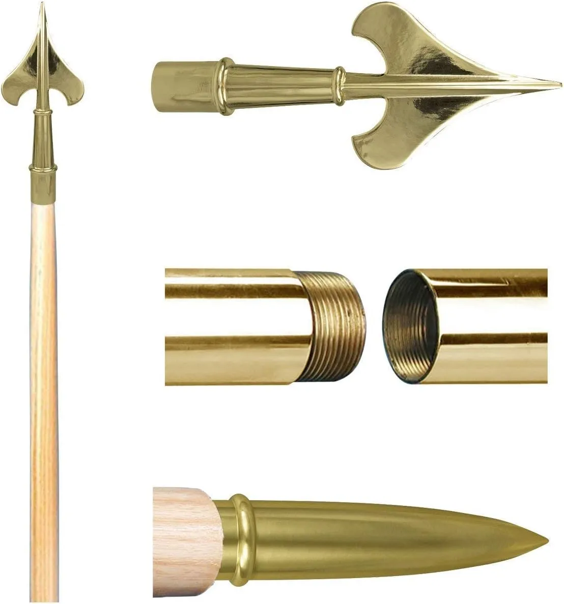 EDER Flag Mfg Guidon Pole Set with Gold Fittings, 8' Height