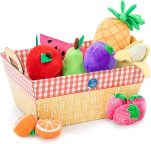 Educational Insights Plush Fruit Basket 12-Piece Set, Pretend Play Food, Early-Learning Skills, Ages 2 