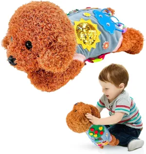Educational Teddy Stuffed Animal Toy, Sensory Learning for Tummy Time & Motor Skills, Gift for Toddlers Ages 3 