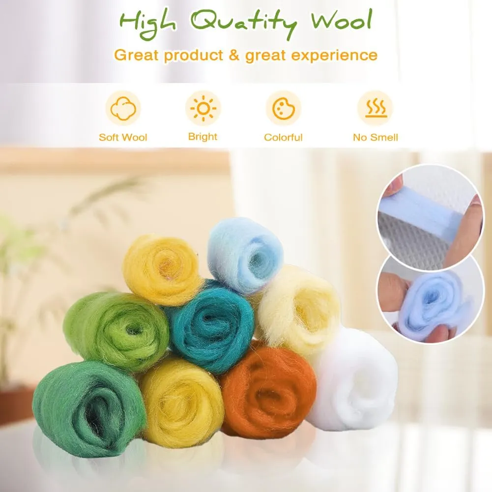 Eforcase Needle Felt Starter Set, Needle Felting Kit, Felt Painting Kit for Beginners Cute Animal Floral Wool Needle Felt Set with Felt Needle, Picture Frame, Foam Pad and Instructions Home Decor